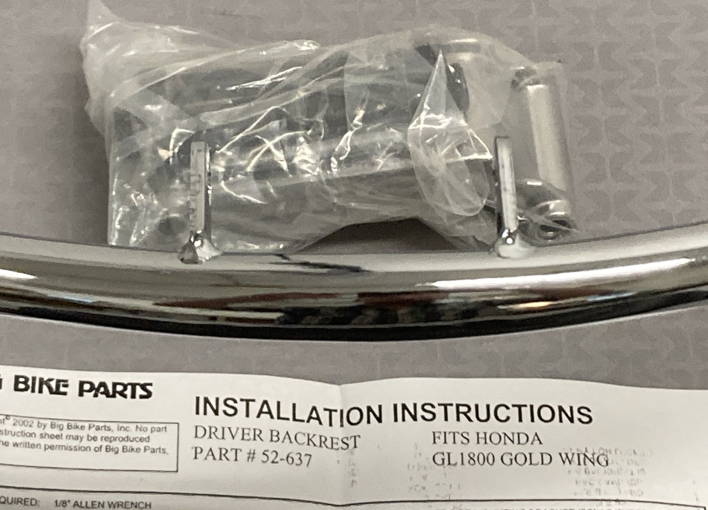 NEW SHOW CHROME 52-637 DRIVER BACKREST KIT FOR HONDA GL1800 BLACK