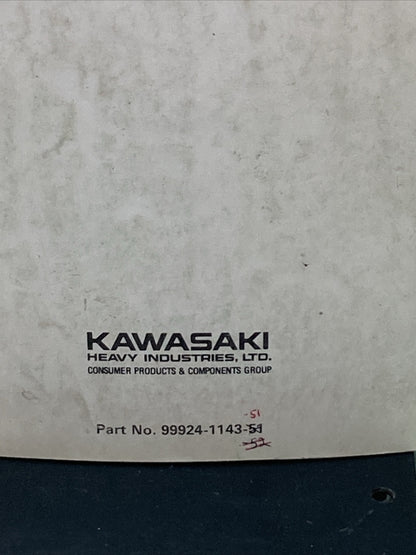 GENUINE KAWASAKI 99924-1143-51 KDX250 SERVICE MANUAL SUPPLEMENT