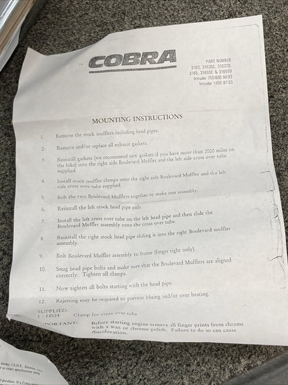 NEW COBRA 3163 BOULEVARD EXHAUST FOR SUZUKI INTRUDER 750/800 '90-93, 1400 '87-93