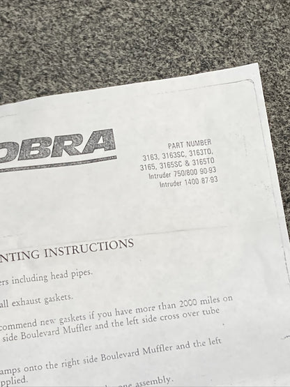 NEW COBRA 3163 BOULEVARD EXHAUST FOR SUZUKI INTRUDER 750/800 '90-93, 1400 '87-93