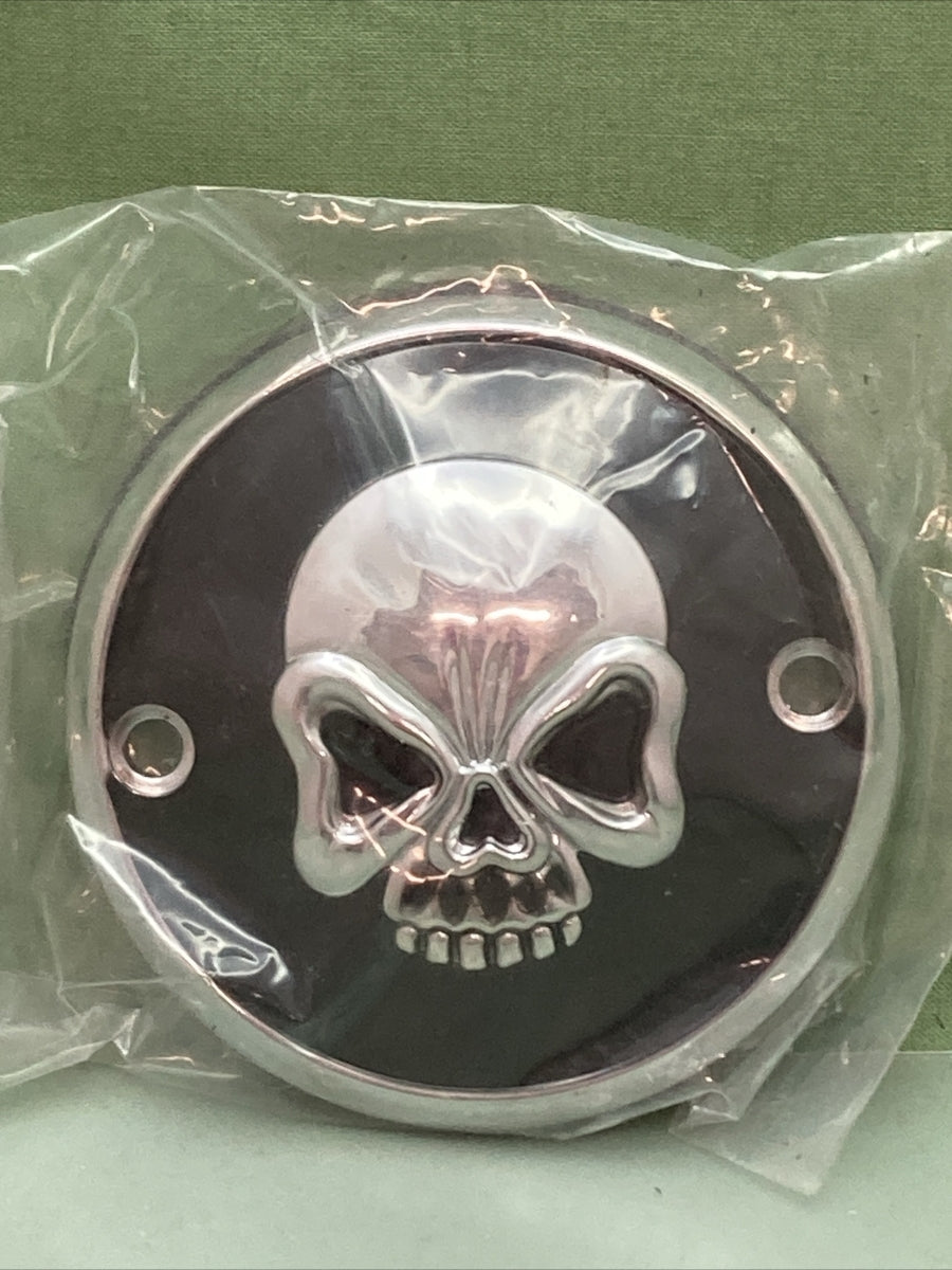 NEW DRAG SPECIALTIES 0703-0525 SKULL GAS CAP WITH SCREWS, VENTED CHROME