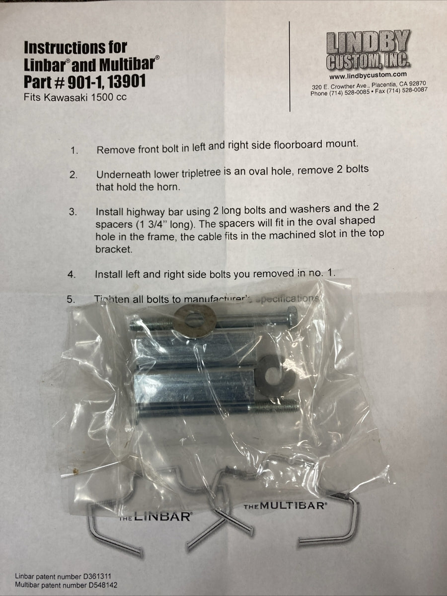 NEW LINDBY 1624-0097 MULTIBAR ENGINE GUARD CHROME KAWASAKI 1500CC 98- UP