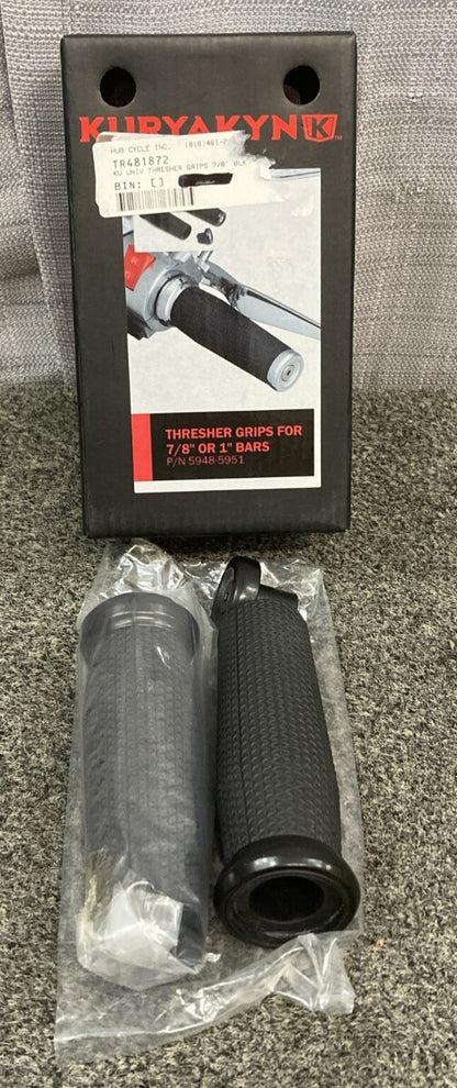 NEW KURYAKYN 5951 Satin Black Thresher Grips for 7/8" OR 1" Handlebars