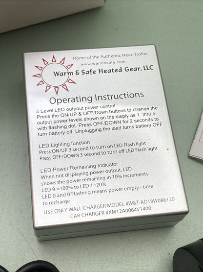 NEW WARM & SAFE HEATED GEAR MPT-5200/30W BATTERY/CHARGER FOR HEATED VEST/GLOVES