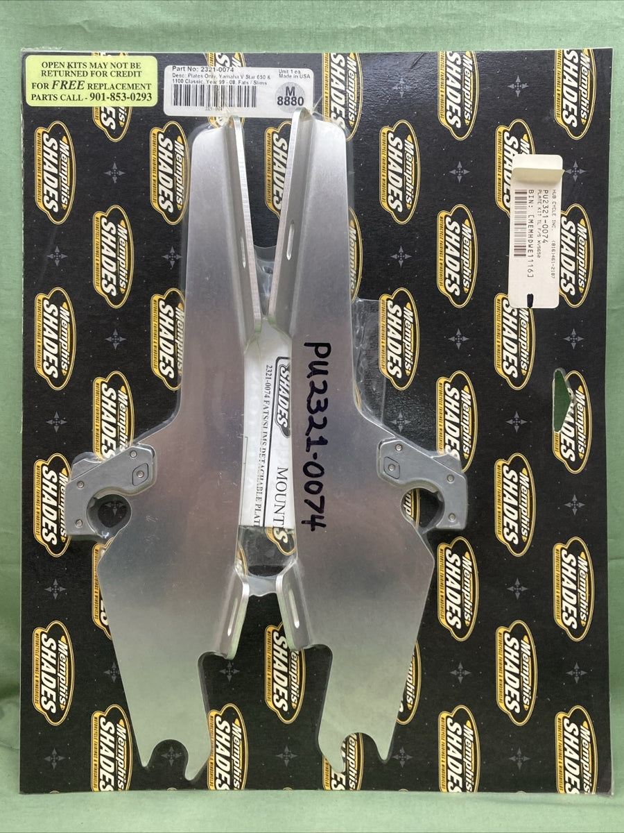 NEW MEMPHIS SHADES 2321-0074 FATS/SLIMS PLATE MOUNT YAMAHA V-STAR 650 1100 99-08