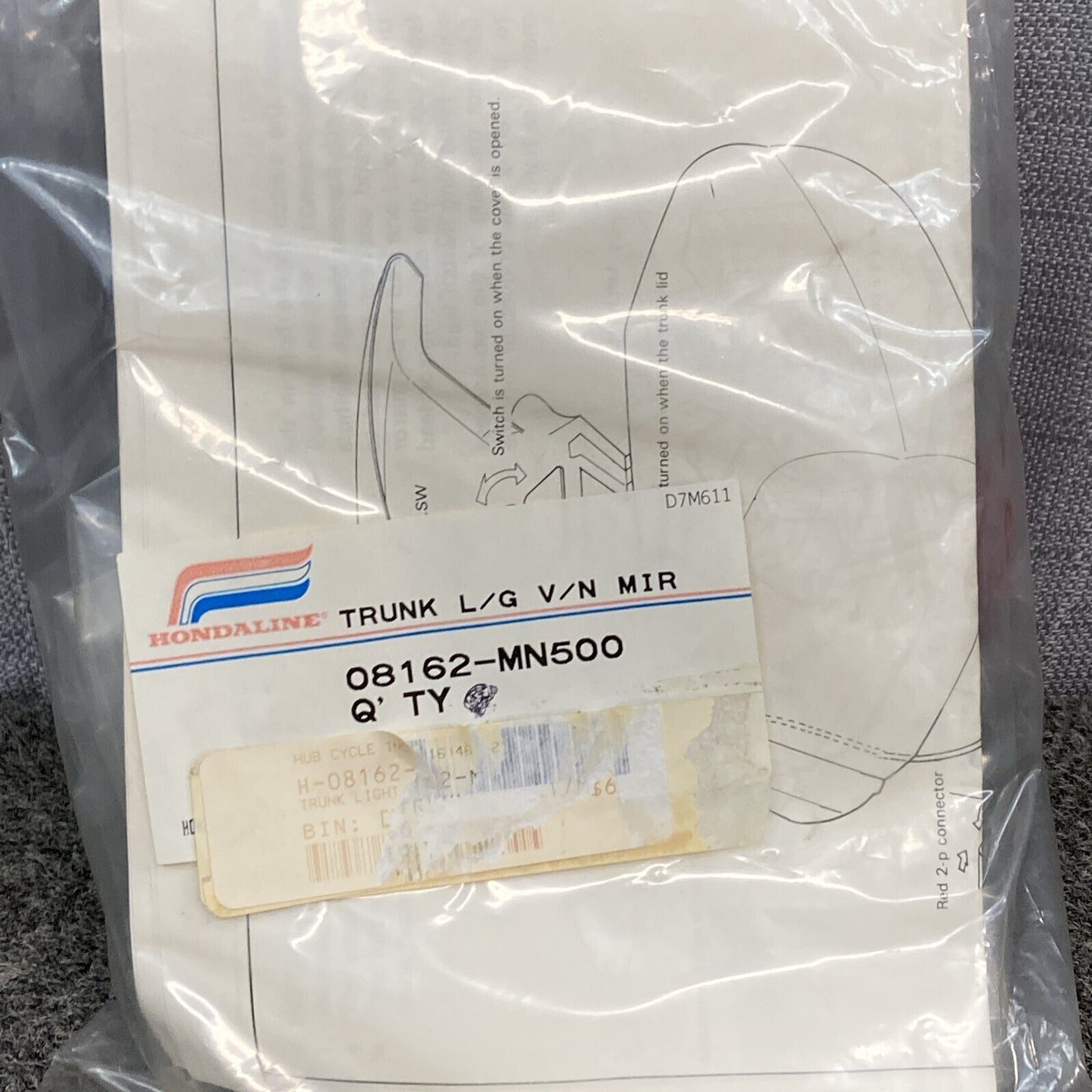 NEW HONDALINE 08162-MN500 TRUNK L/G  V/N LIGHT/MIRROR