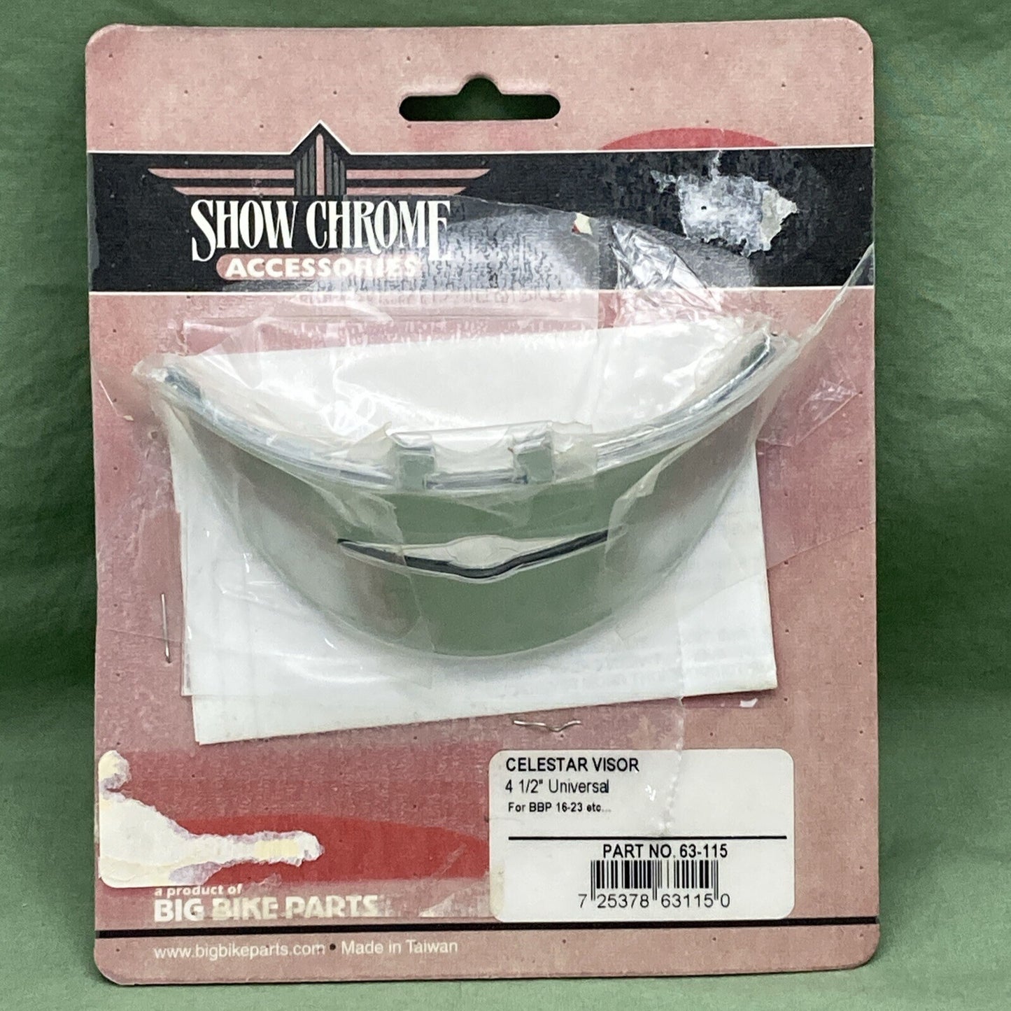 NEW SHOW CHROME 63-115 CELESTAR VISOR 4 1/2 INCH UNIVERSAL