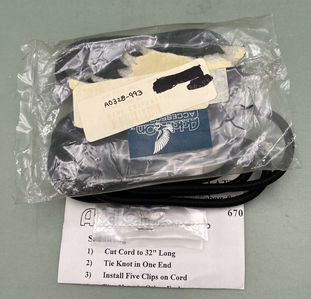 NEW ADD ON ACCESSORIES 328-993 UNIVERSAL SADDLEBAG/TRUNK BUNGY CORD SYSTEM
