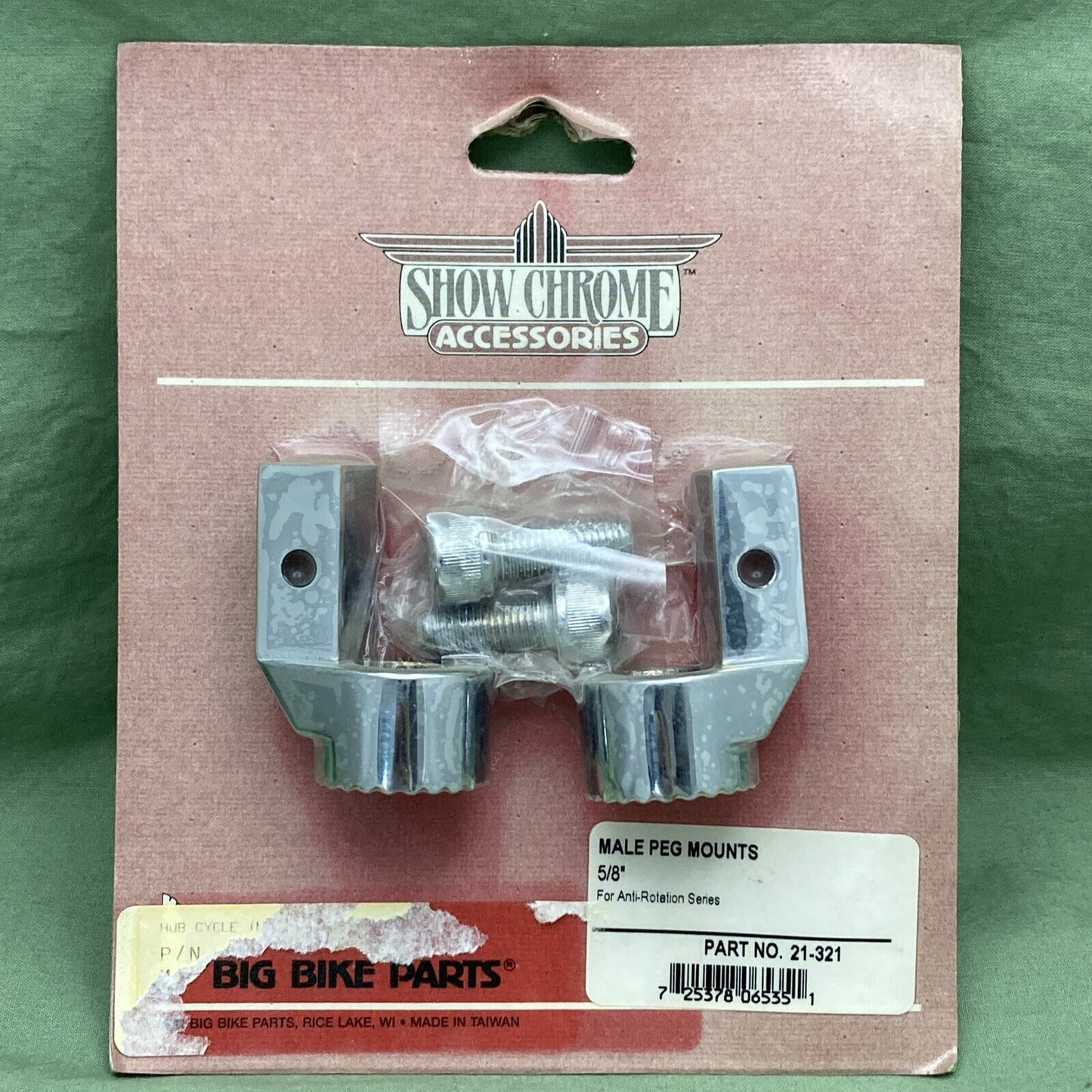 NEW SHOW CHROME 21-321 MALE PEG MOUNTS 5/8" ANTI-ROTATION SERIES