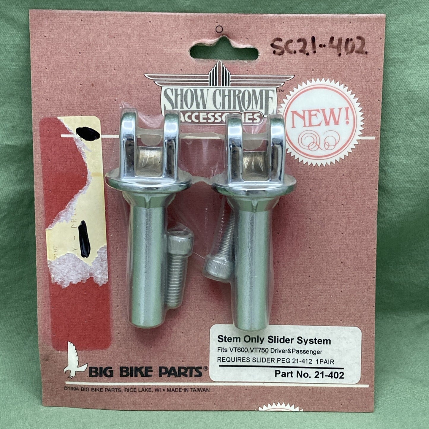 NEW SHOW CHROME 21-402 STEM ONLY SLIDER SYSTEM VT600 VT750 DRIVER/PASSENGER