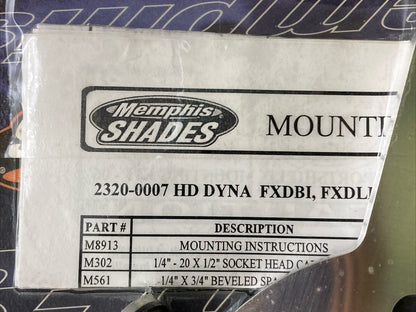NEW MEMPHIS SHADES 2320-0007 MOUNT KIT SPORTSHIELD HD DYNA FXDBI, FXDI35 06
