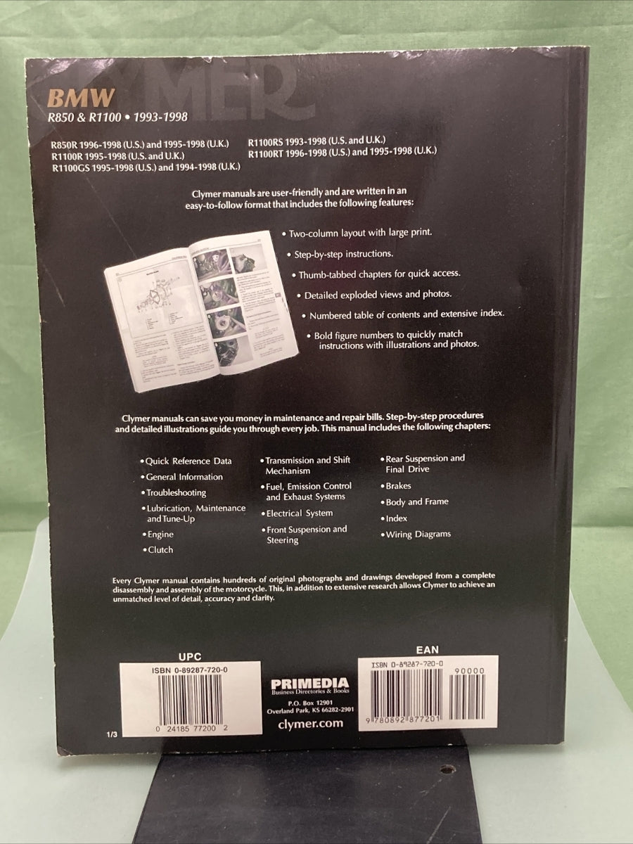 NEW GENUINE CLYMER BMW R850/R1100 SERVICE MANUAL '93-'98 M503