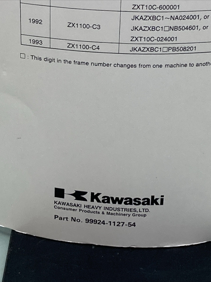 NEW GENUINE KAWASAKI 99924-1127-54 NINJA ZX-11 / ZZ-R1100 SERVICE MANUAL SUP.