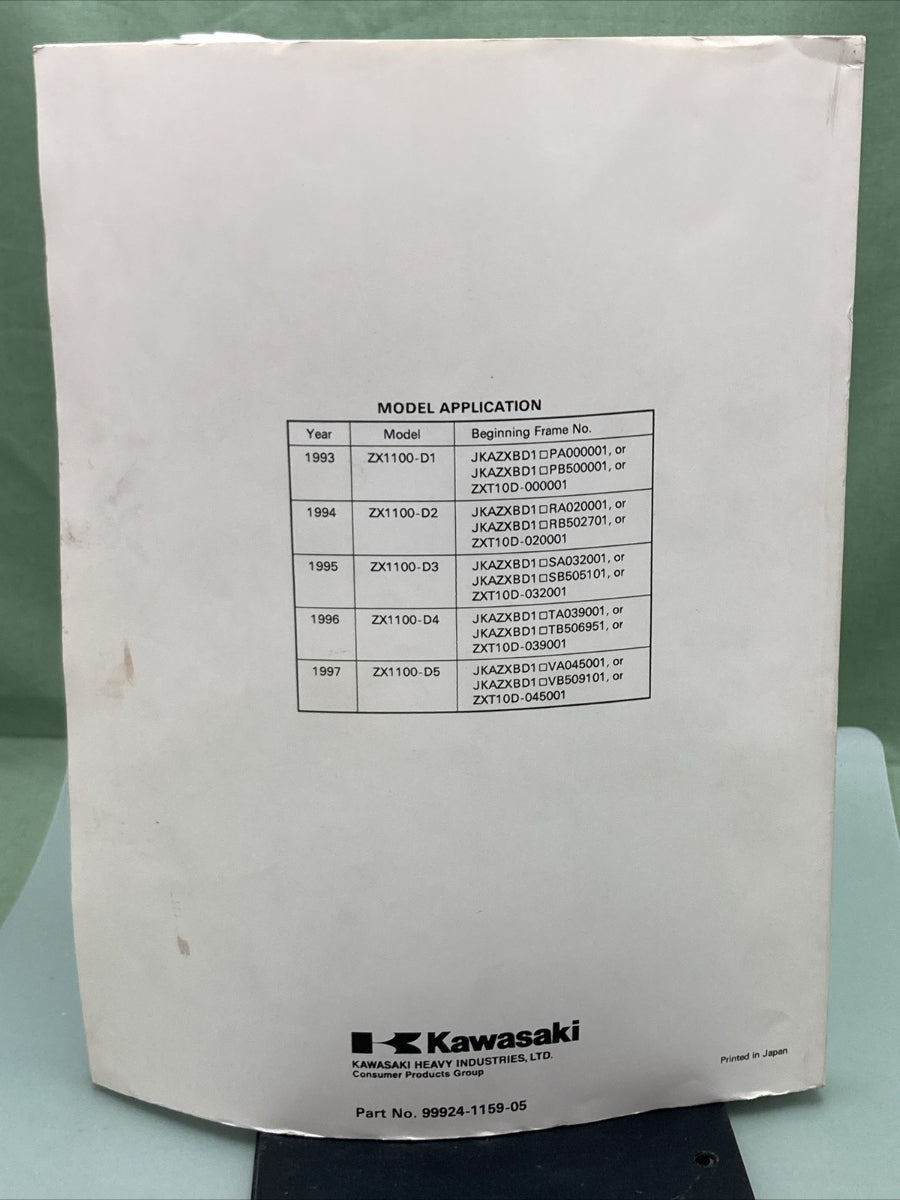 NEW GENUINE KAWASAKI 99924-1159-05 NINJA ZX-11 / ZZ-R1100 SERVICE MANUAL