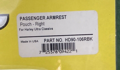 NEW HOPNEL HD90-106RBK HARLEY DAVIDSON RIGHT PASSENGER ARMREST POUCH