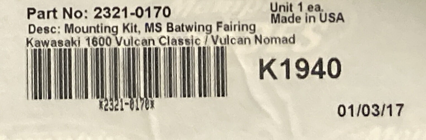 NEW MEMPHIS SHADES 2321-0170 BATWING FAIRING MOUNTING KIT K1940