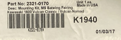 NEW MEMPHIS SHADES 2321-0170 BATWING FAIRING MOUNTING KIT K1940