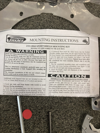 NEW MEMPHIS SHADES 2321-0060 SPORTSHIELD MOUNTING KIT FOR HONDA VT1100 SABRE