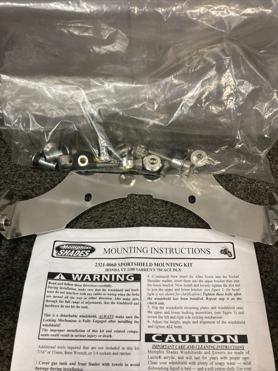 NEW MEMPHIS SHADES 2321-0060 SPORTSHIELD MOUNTING KIT FOR HONDA VT1100 SABRE