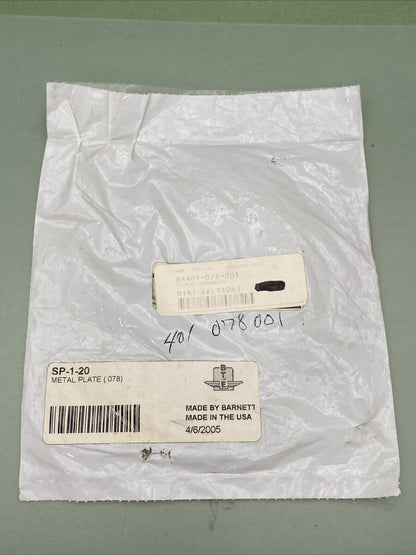 NEW BARNETT SP-1-20 METAL PLATE .078