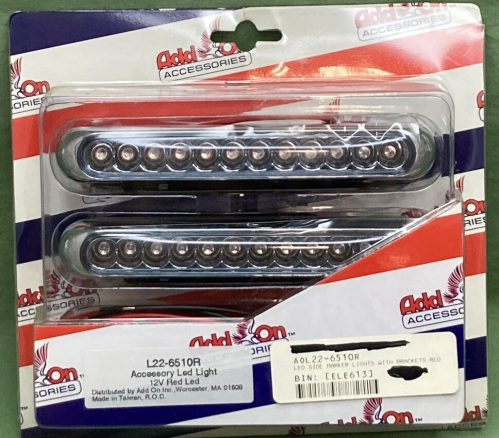 NEW ADD ON ACCESSORIES L22-6510R RED LED SIDE MARKER LIGHT WITH BRACKET 12V