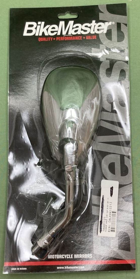 NEW BikeMaster 60-1121 Reverse Thread Right Side Classic American Chrome Mirror