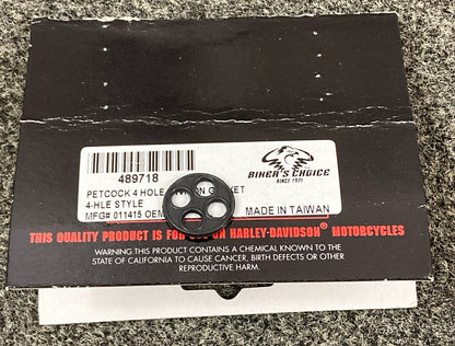 NEW BIKER'S CHOICE TR489718 PETCOCK 4 HOLE WVITON GASKET 4-HLE STYLE