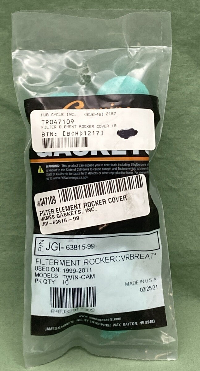 QTY 10 NEW GENUINE JAMES GASKETS JGI-63815-99 FILTER ELEMENT ROCKER COVER