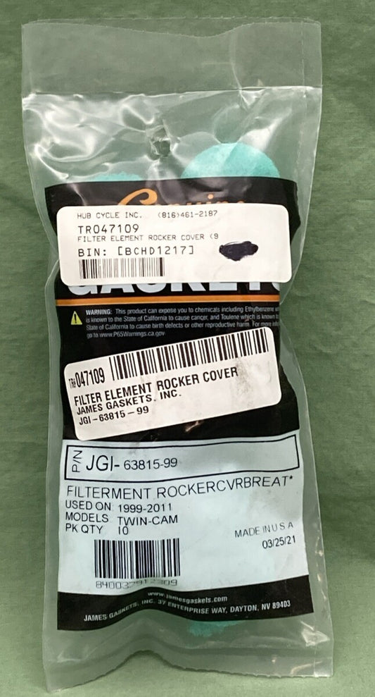 QTY 10 NEW GENUINE JAMES GASKETS JGI-63815-99 FILTER ELEMENT ROCKER COVER