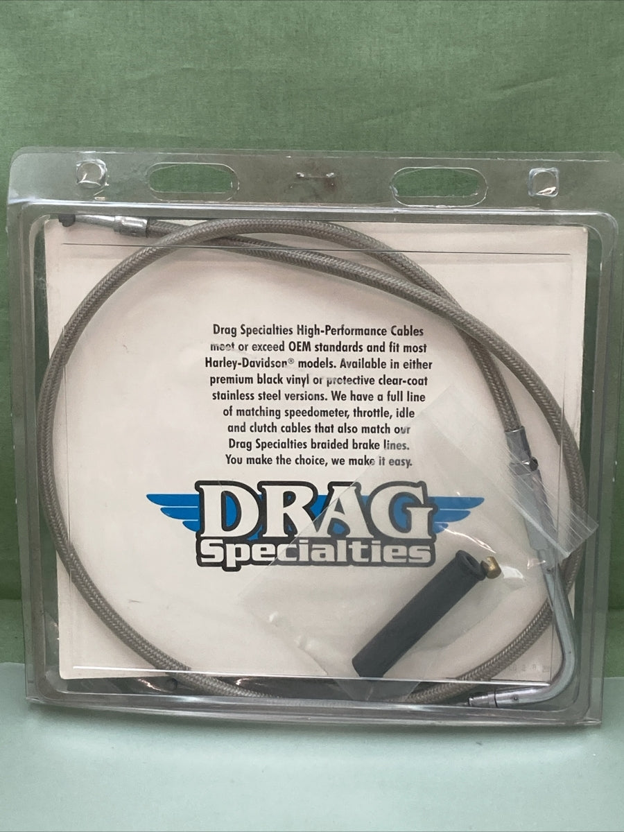 NEW DRAG SPECIALTIES 0651-0103 STAINLESS BRAIDED IDLE CABLE 33"