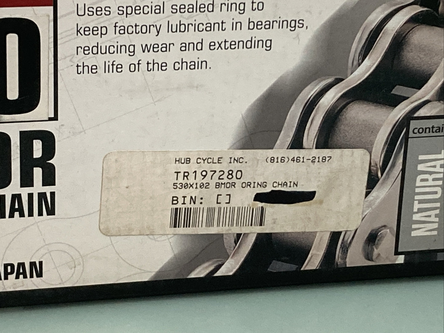 NEW BIKE MASTER 197280 530 BMOR SEALED CHAIN NATURAL 102 LINKS