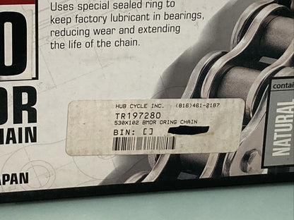 NEW BIKE MASTER 197280 530 BMOR SEALED CHAIN NATURAL 102 LINKS