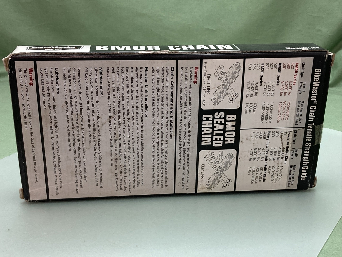 NEW BIKE MASTER 197280 530 BMOR SEALED CHAIN NATURAL 102 LINKS
