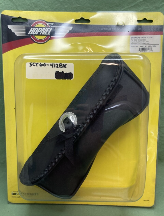 NEW HOPNEL Y60-412BK Single Center Windshield Pouch Faux Leather Black