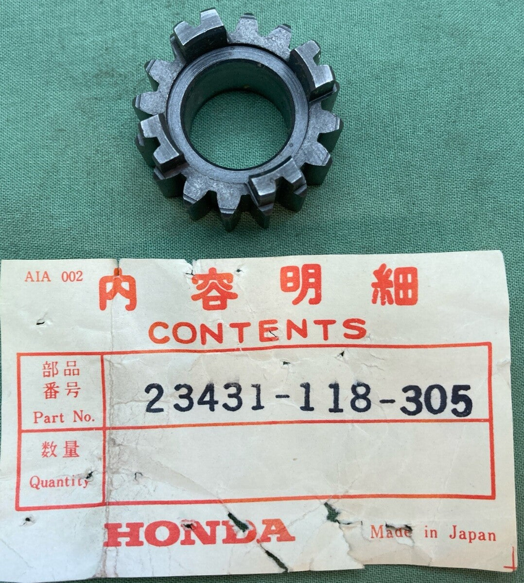NEW GENUINE HONDA 23431-118-305 GEAR, MAINSHAFT SECOND
