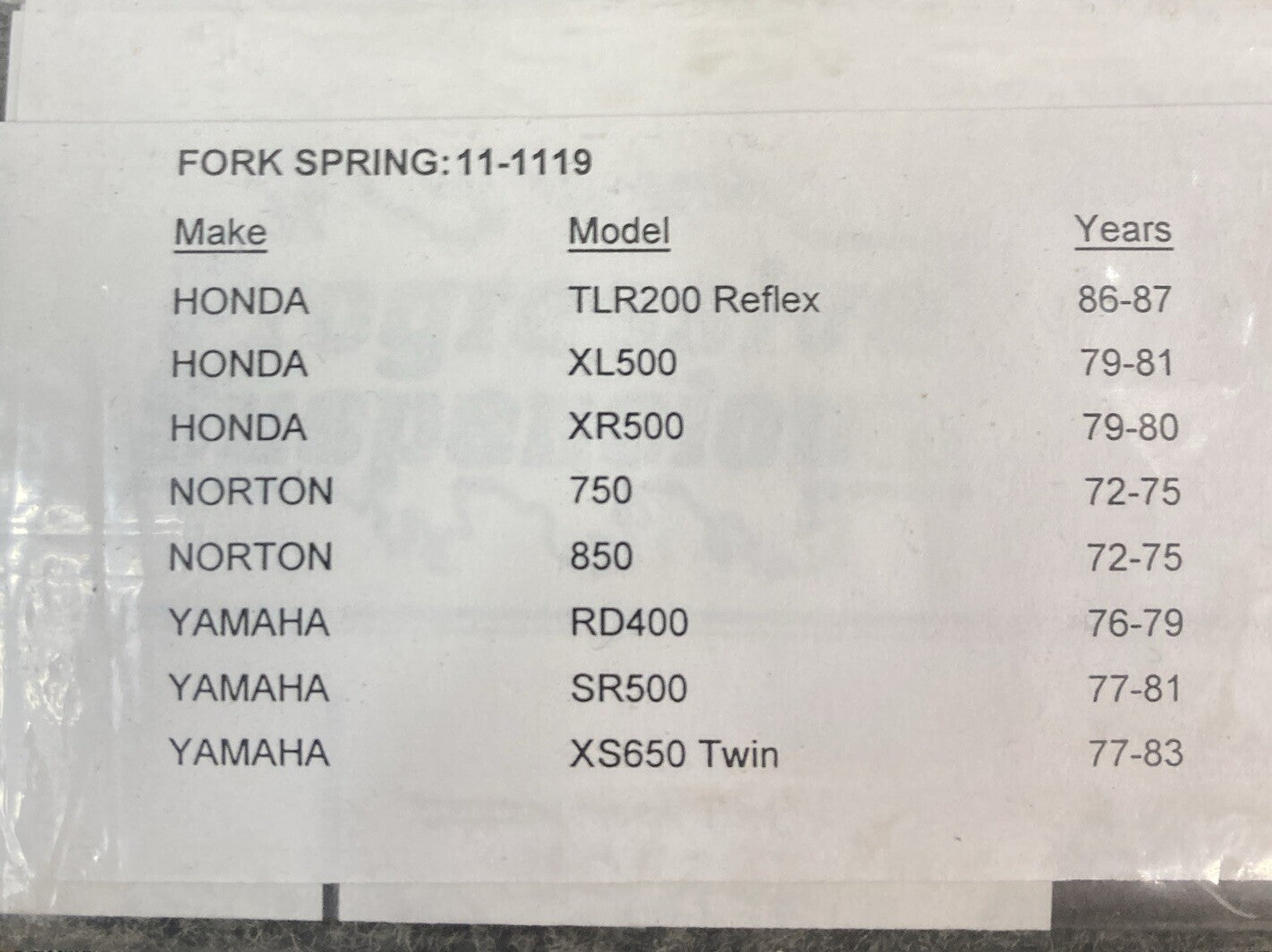 NEW GENUINE PROGRESSIVE SUSPENSION 11-1119 FRONT FORK SPRINGS