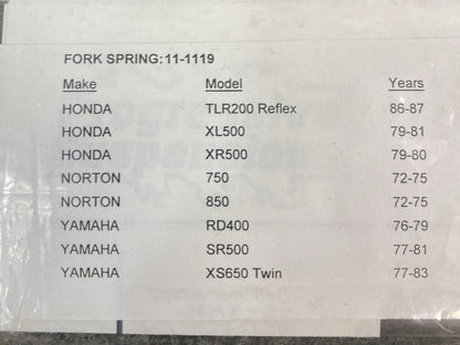NEW GENUINE PROGRESSIVE SUSPENSION 11-1119 FRONT FORK SPRINGS