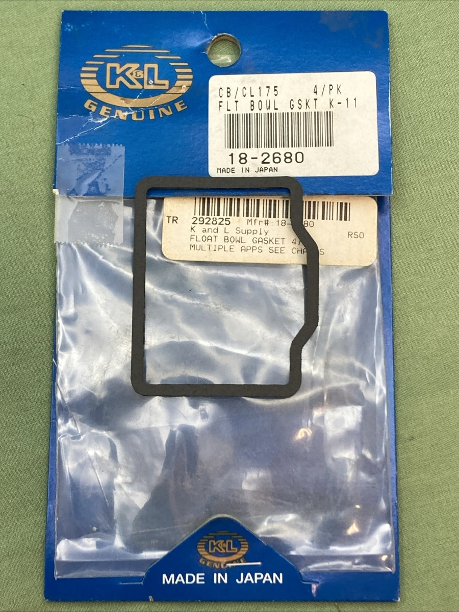 NEW GENUINE K&L 18-2680 FLOAT BOWL GASKET