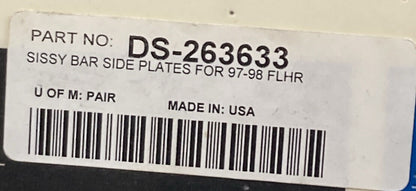 NEW DRAG SPECIALTIES DS-263633 SISSY BAR SIDE PLATES FOR '97-98 FLHR
