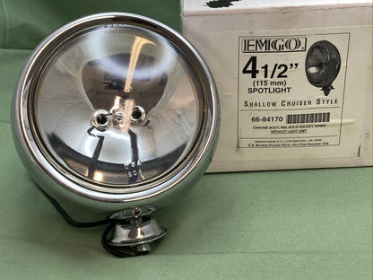 NEW EMGO 66-84170 4 1/2" SPOTLIGHT 115 MM SHALLOW CRUISER STYLE CHROME BODY