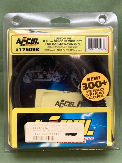 NEW ACCEL 175098 8MM SILICONE PLUG WIRE SET HARLEY DAVISON FLH 99-UP