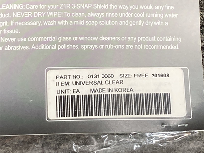 NEW Z1R 0131-0060 HELMET VISOR SHIELD CLEAR UNIVERSAL 3 SNAP W/ HARDWARE