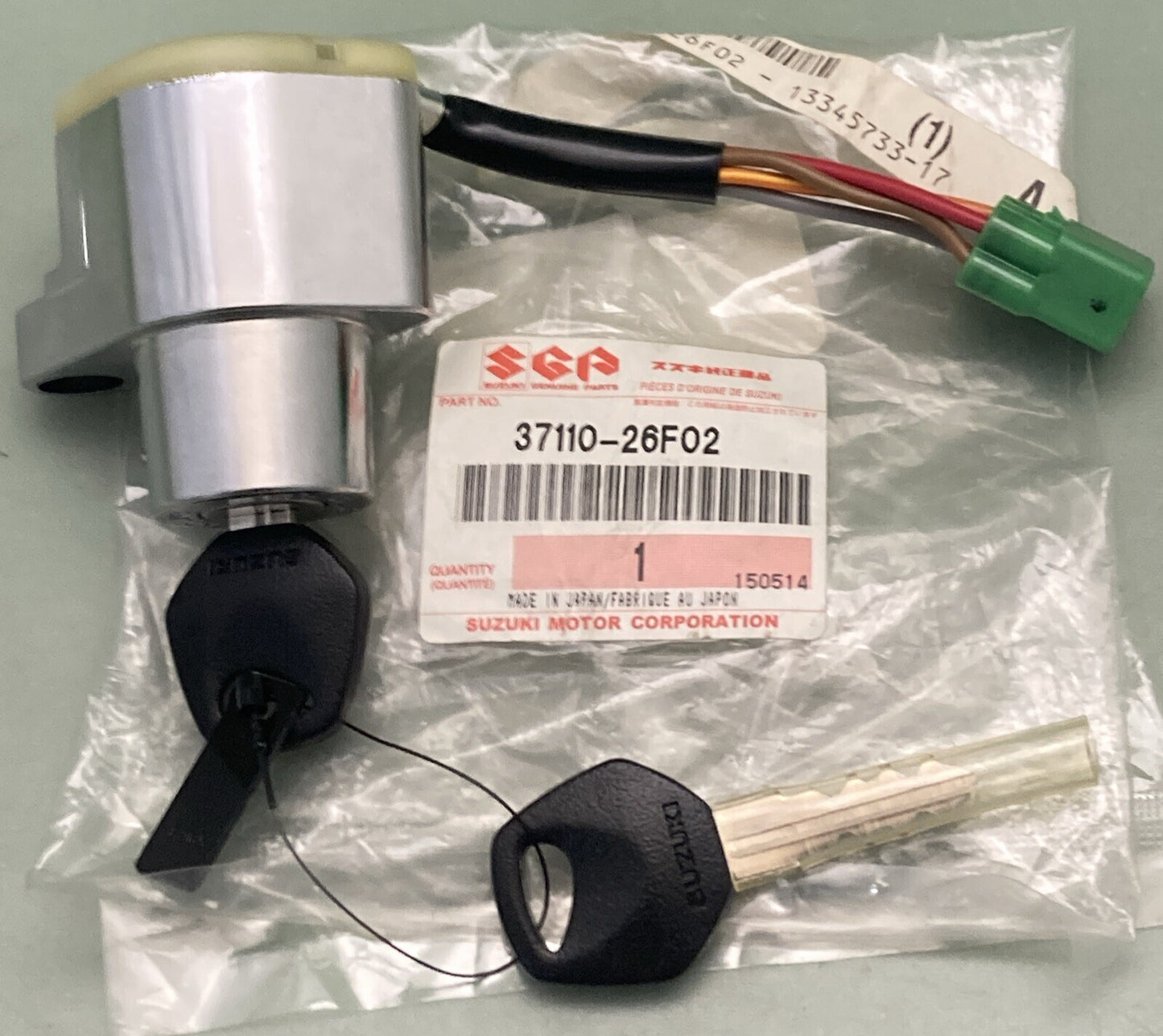 NEW GENUINE SUZUKI 37110-26F02 IGNITION SWITCH ASSEMBLY