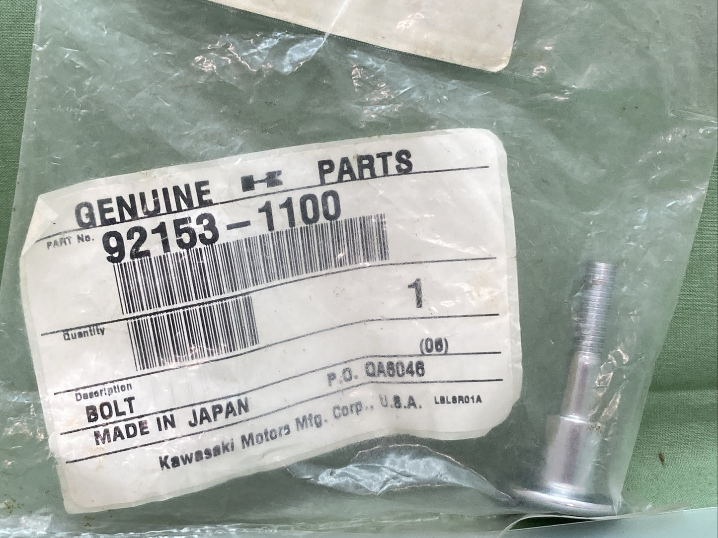 NEW KAWASAKI 92153-1100 BOLT, BUNGEE CORD HOOK