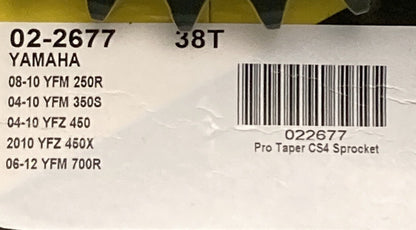 NEW GENUINE PRO TAPER 02-2677 COMP SPEC 38 TOOTH STEEL ATV SPROCKET
