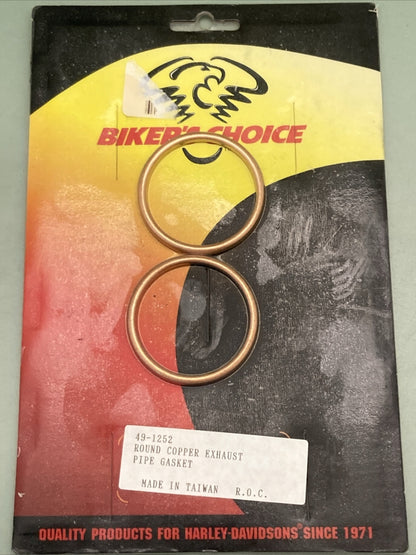 NEW GENUINE BIKER'S CHOICE 49-1252 ROUND COPPER EXHAUST PIPE GASKET