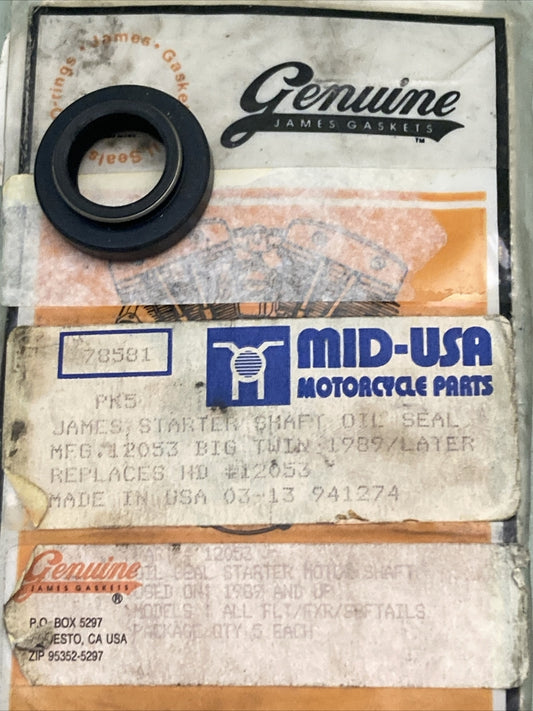 NEW GENUINE JAMES GASKETS 12053 STARTER SHAFT OIL SEAL REPLACES HARLEY 12053