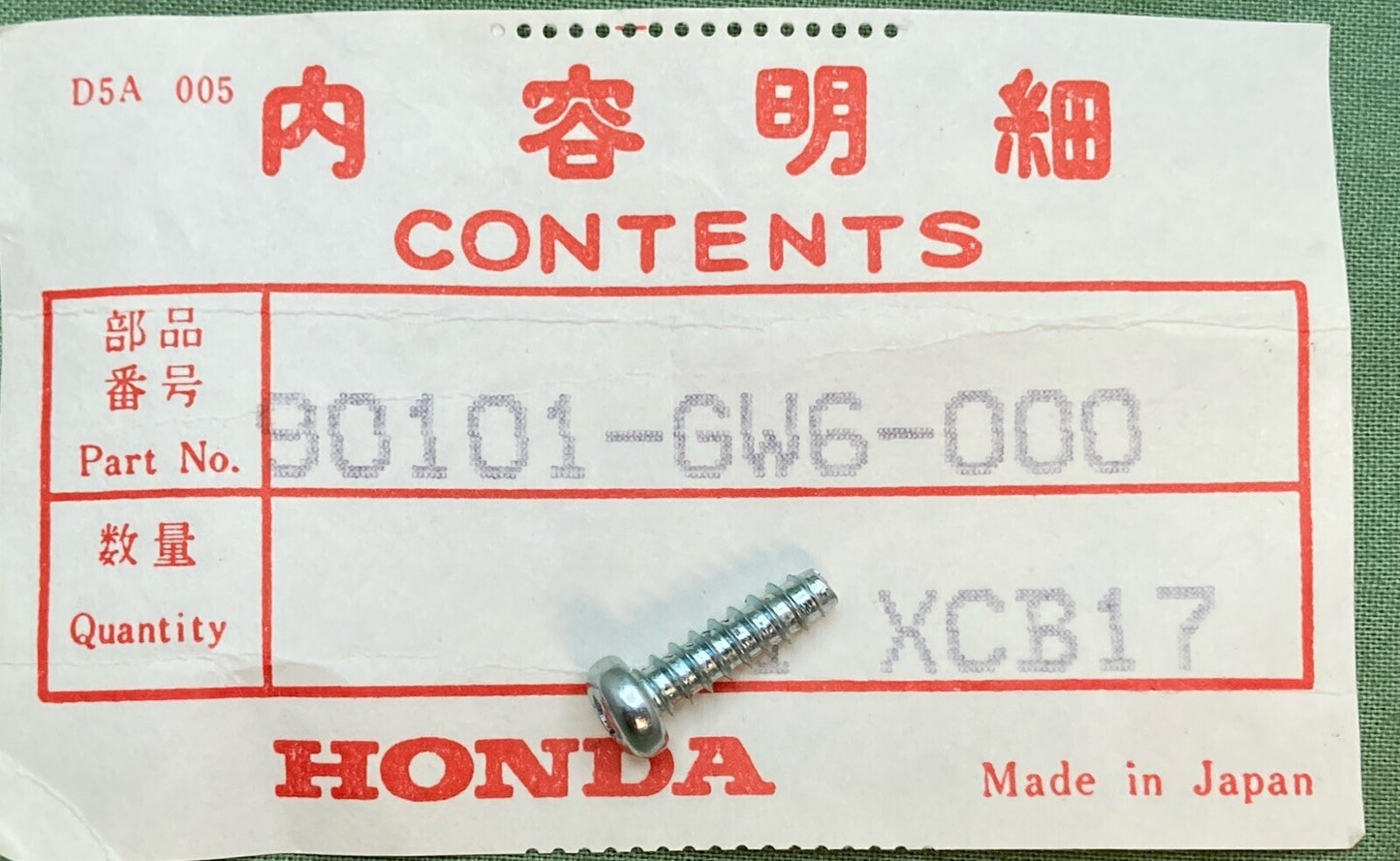NEW GENUINE HONDA 90101-GW6-000 SCREW, TAPPING (4X14)