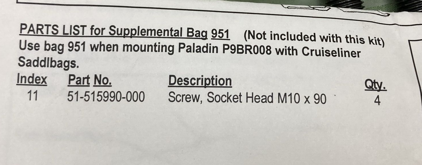 NEW NATIONAL CYCLE BAG #951 PALIDIN P9BR008 CRUISELINE BAG HARDWARE ONLY