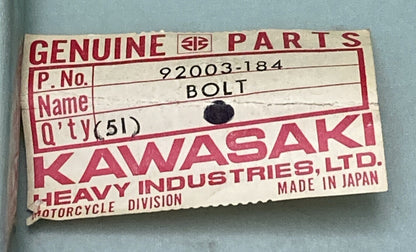 NEW GENUINE KAWASAKI 92003-184 ENGINE MOUNT HEX HEAD BOLT